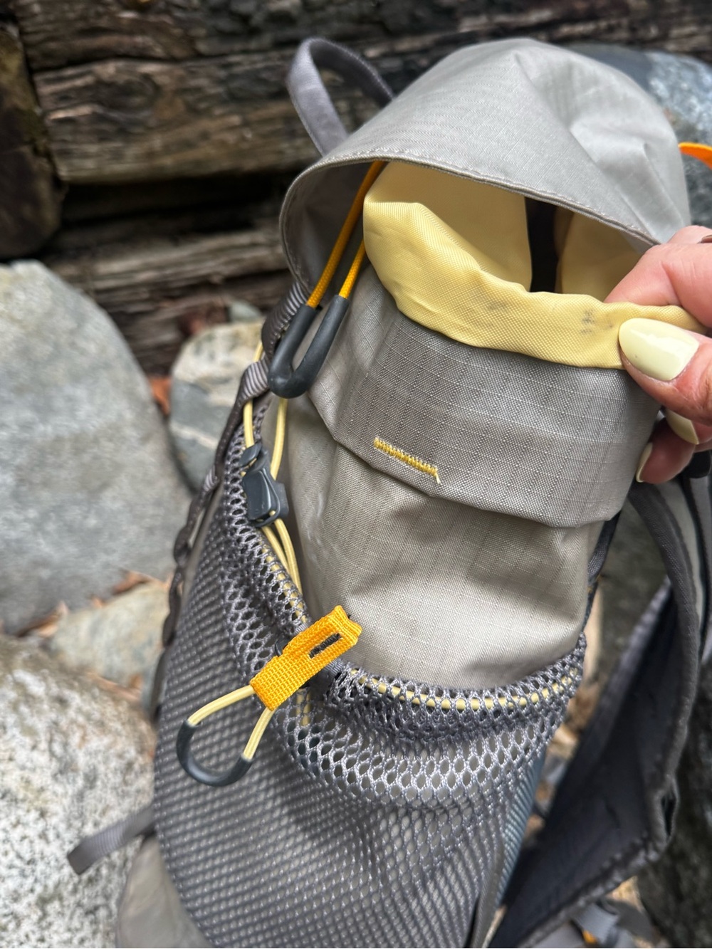 The North Face Olive Green and Black Roll-Top Backpack with Yellow Accents - Picture 7 of 12